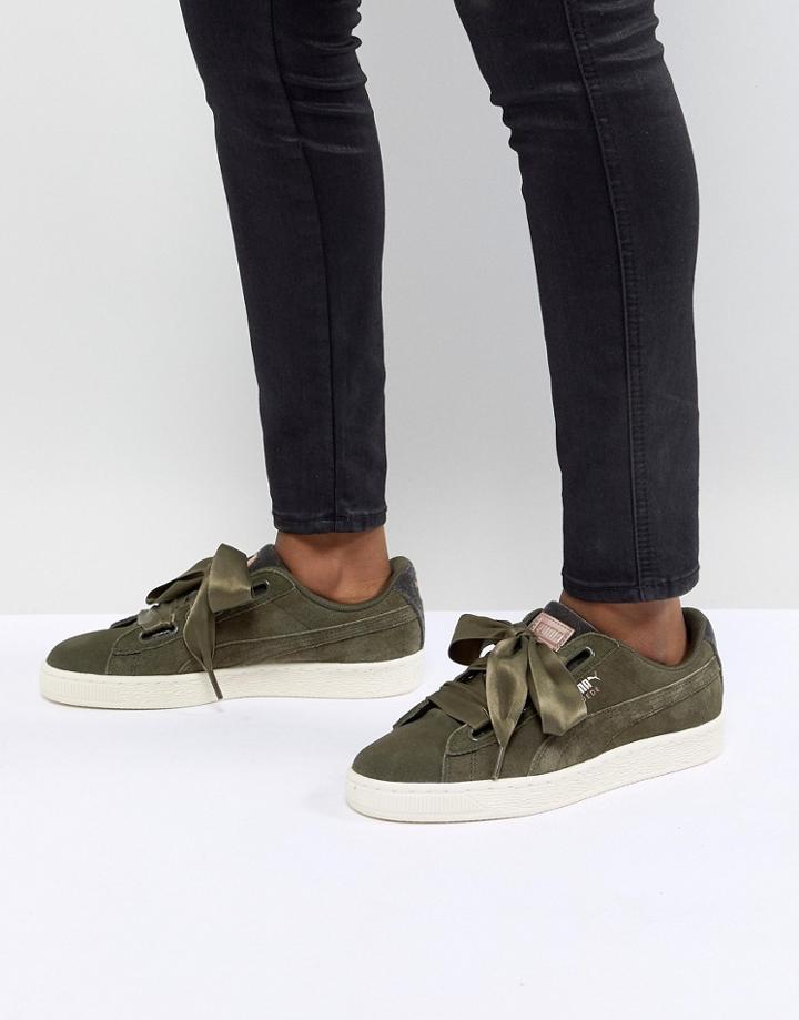 Puma Suede Basket Heart Sneaker - Green
