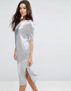 Asos Pliss T-shirt Dress - Gray