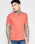 Sisley Crew Neck T-shirt In Slub Fabric - Orange