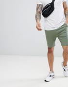 Asos Design Jersey Skinny Shorts In Light Green - Green