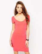 Asos Scoop Front And Back Body-conscious Mini Dress - Bright Red
