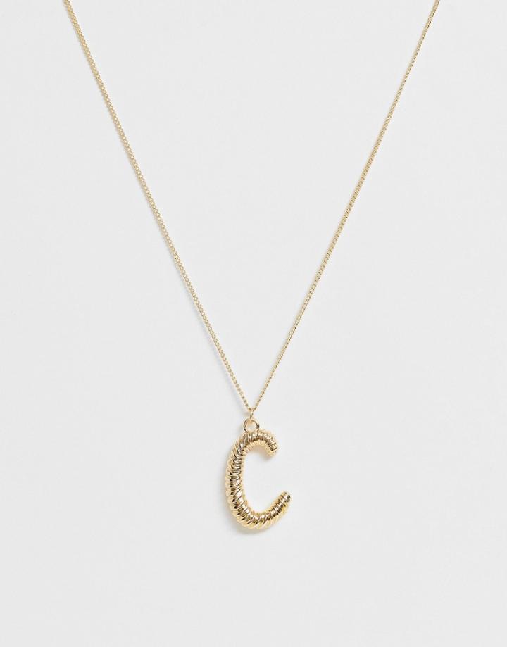 Pieces Chunky Gold 'c' Initial Necklace - Gold