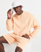 Asos Actual Health And Wellbeing Shorts With Logo Print In Coral - Part Of A Set-orange