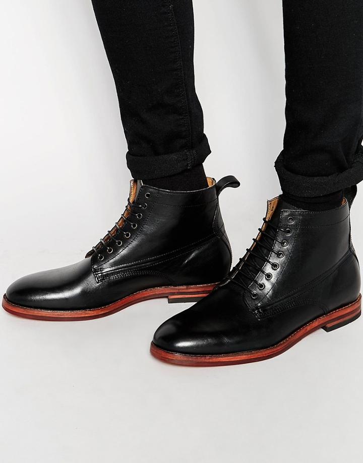 H By Hudson Forge Lace Up Boots - Black