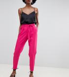 Oasis Tapered Pants With Tie Waist In Bright Pink - Pink