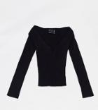 Asos Design Petite V Neck Ribbed Sweater-black