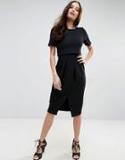Asos Double Layer Textured Wiggle Dress - Black