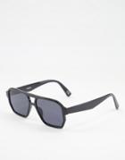 Asos Design Navigator Sunglasses In Black With Smoke Lens