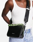 Claudia Canova Neon Crossbody Rope Bag In Black