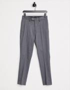 Asos Design Skinny Twill Smart Trouser In Gray-grey