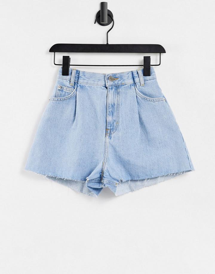 Pull & Bear Bermuda Denim Shorts In Blue-blues