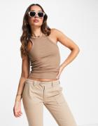 & Other Stories Organic Cotton Ribbed Tank Top In Light Brown