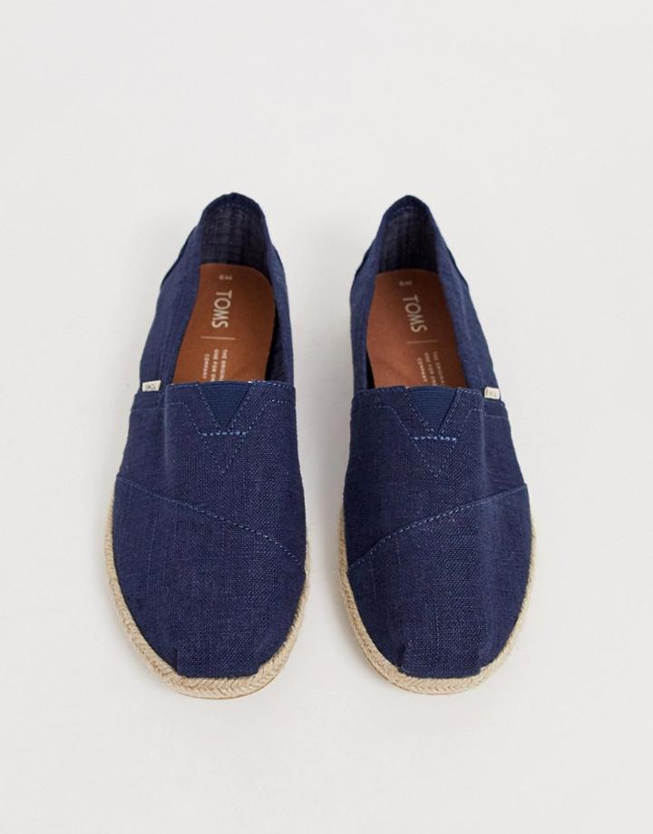 Toms Stripe Espadrilles In Navy - Navy