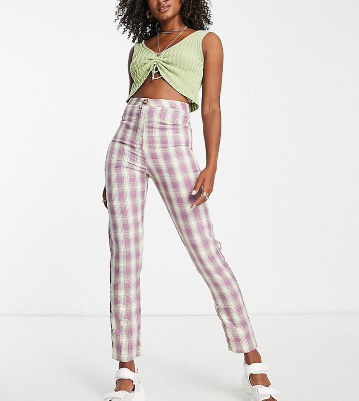 Urban Threads Tall Tailored Pants In Lilac Check - Part Of A Set-multi