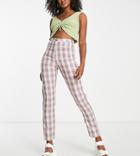 Urban Threads Tall Tailored Pants In Lilac Check - Part Of A Set-multi