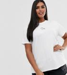 Asos Design Curve T-shirt With Heart And Kisses Motif - White