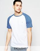 Farah T-shirt With Contrast Reglan Sleeves Slim Fit Exclusive - Dusky Blue