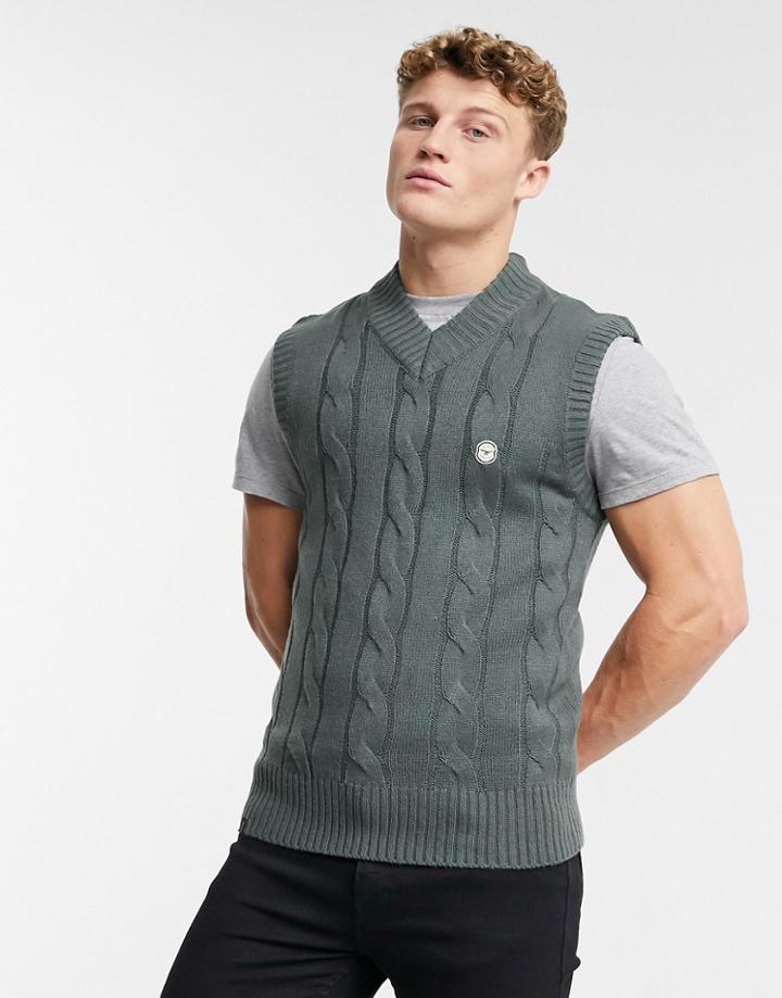Le Breve Rib Knitted Vest In Gray-grey