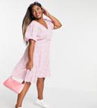 Vero Moda Curve Wrap Midi Dress In Pink Ditsy Floral-multi