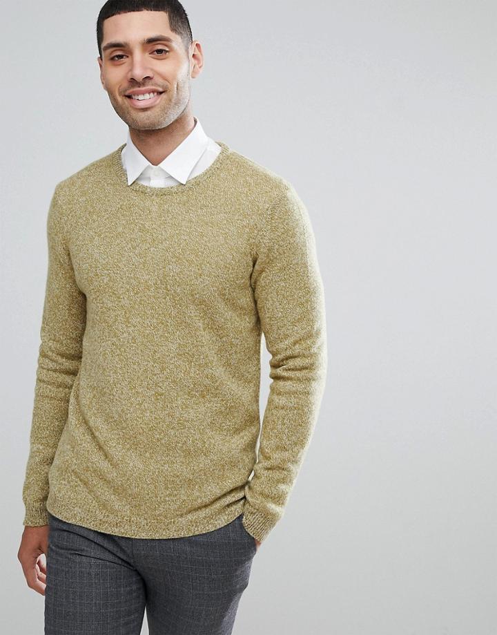 Asos Lambswool Sweater In Green Twist - Green