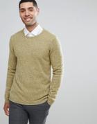 Asos Lambswool Sweater In Green Twist - Green