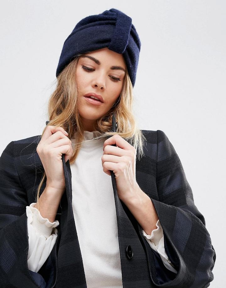 Helene Berman Turban Style Beanie Hat - Navy