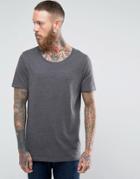 Asos Longline T-shirt With Scoop Neck - Gray