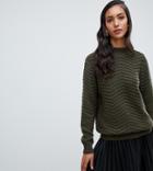 Y.a.s Tall Textured Knitted High Neck Sweater - Green