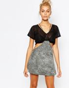 The Ragged Priest Cut Out Double Layer T-shirt Dress - Black