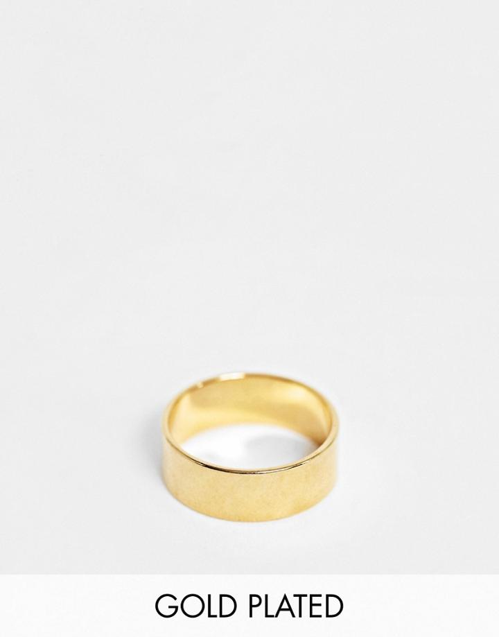 Asos Design Band Ring With 14k Gold Plate