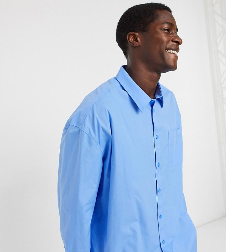 Collusion Long Sleeve Shirt In Blue-blues