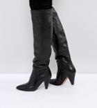 Asos Carrie Leather Cone Heel Boots - Black