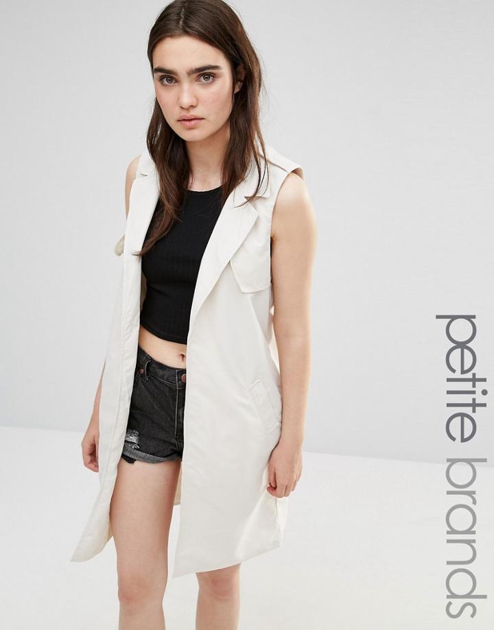 Noisy May Petite Lenny Sleeveless Jacket - Oatmeal