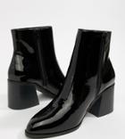 London Rebel Wide Fit Block Heel Ankle Boots - Black