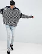 Allsaints Oversized Sweater With Breton Stripe - White