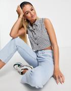 Lola May Cropped Shirt In Monochrome Gingham - Part Of A Set-multi