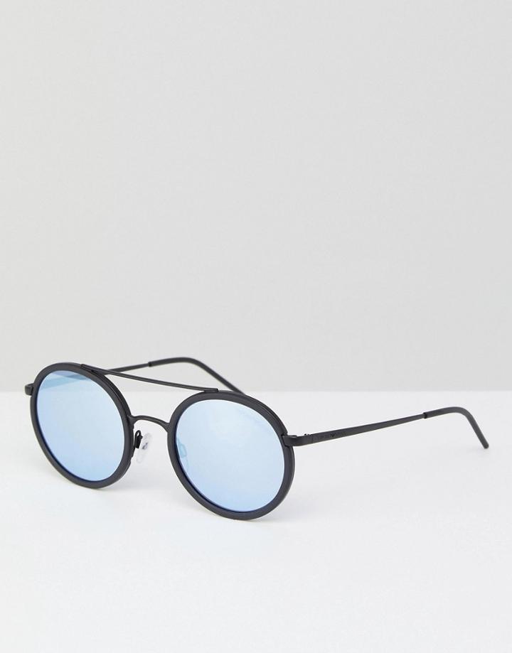 Emporio Armani 0ea2058 Oversized Round Sunglasses In Black 53mm - Black