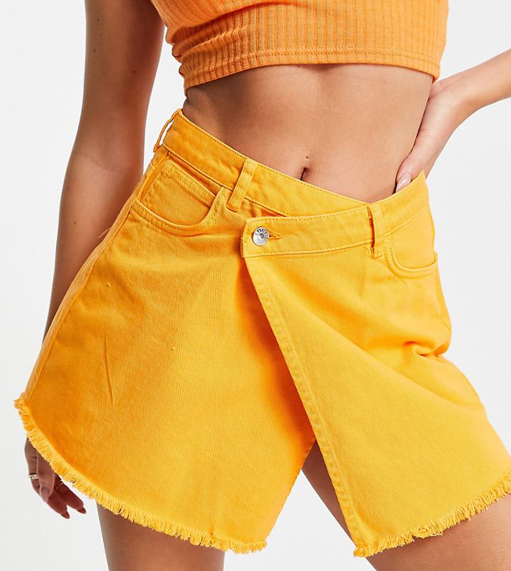 Asyou 90's Crossband Denim Skirt Set In Orange