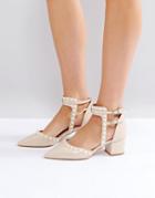 Raid Mia Pearl Pointed Heeled Shoes - Beige