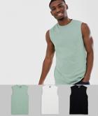 Asos Design 3 Pack Organic Tank Tank Save-multi