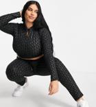 Sixth June Plus Lounge High Waisted Leggings In Monochrome Logo Print Set-black