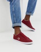 Fred Perry Baseline Canvas Sneakers In Red - Red