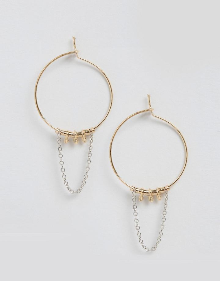 Asos Mini Hoop & Charm Chain Earrings - Mixed Metal