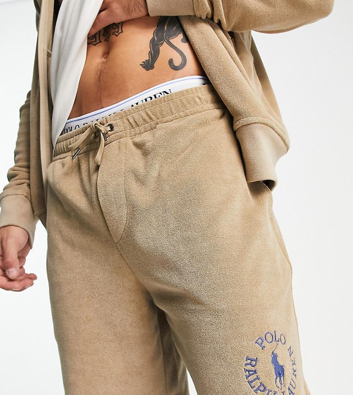 Polo Ralph Lauren X Asos Exclusive Collab Terrycloth Shorts In Tan With Small Circle Logo-brown
