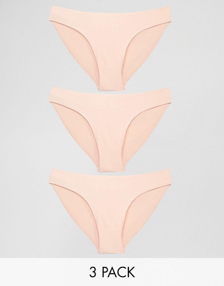 Asos 3 Pack Basic Seam Free Brazilian Pants - Beige