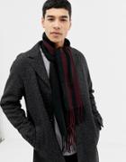 Burton Menswear Twill Scarf In Navy And Burgundy Stripe - Red