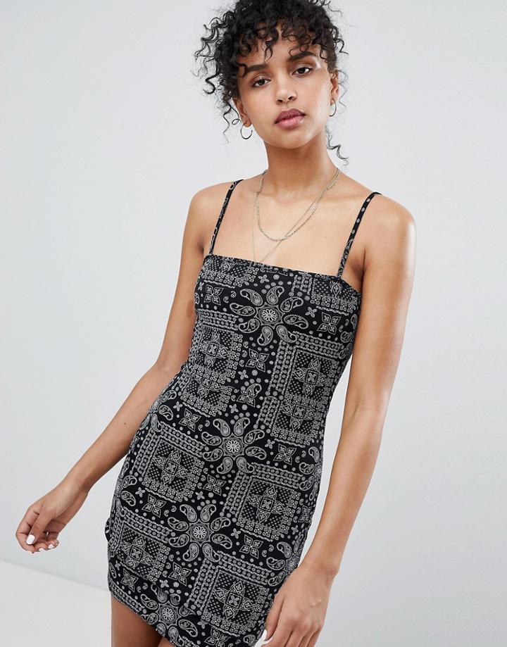 Daisy Street Cami Dress In Bandana Print - Black