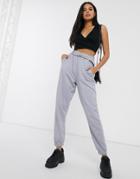 Missguided Belted Sweatpants In Gray-purple