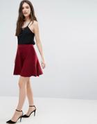 Lavand Knitted Skater Skirt In Burgundy - Red