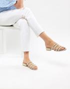 Stradivarius Metallic Tubular Flat Sandals - Gold